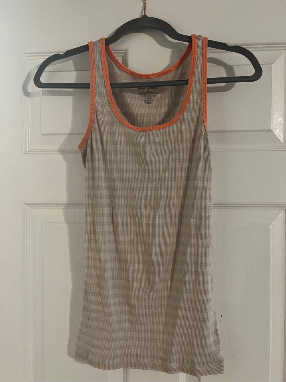 Old Navy Beige and Coral Trim Striped Tank Top
